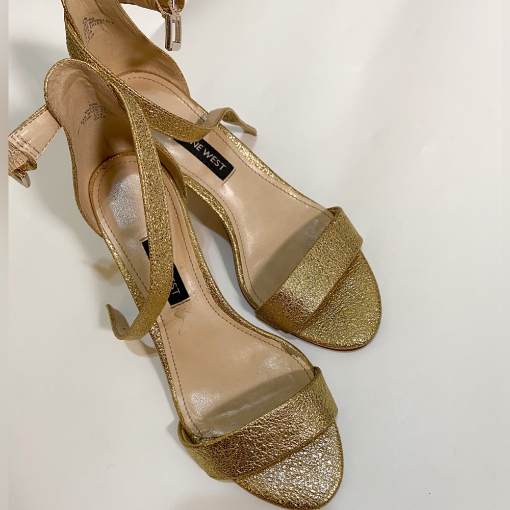 Nine West Gold Block Heel Pumps